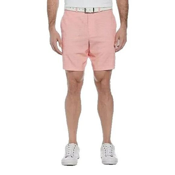 PGA TOUR Men's Striped 8" Moisture Wicking Stretch Golf Shorts Shell Pink 30 - Picture 4 of 4